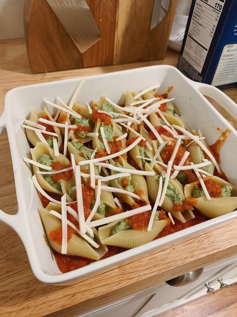 Vegan Stuffed Shells with Pesto Fauxcotta